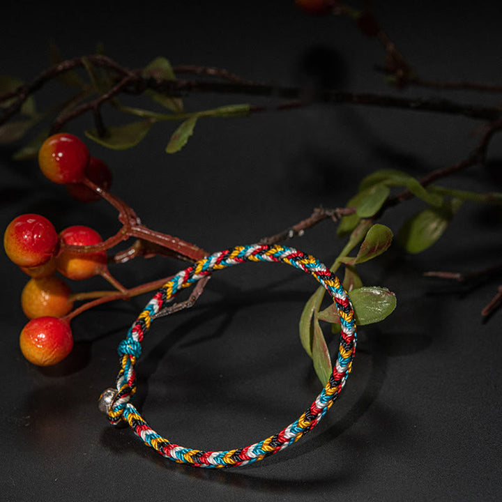 Pulsera de cuerda trenzada de protección de hilo de cinco colores hecha a mano con Buddha Stones Tíbet - image 5