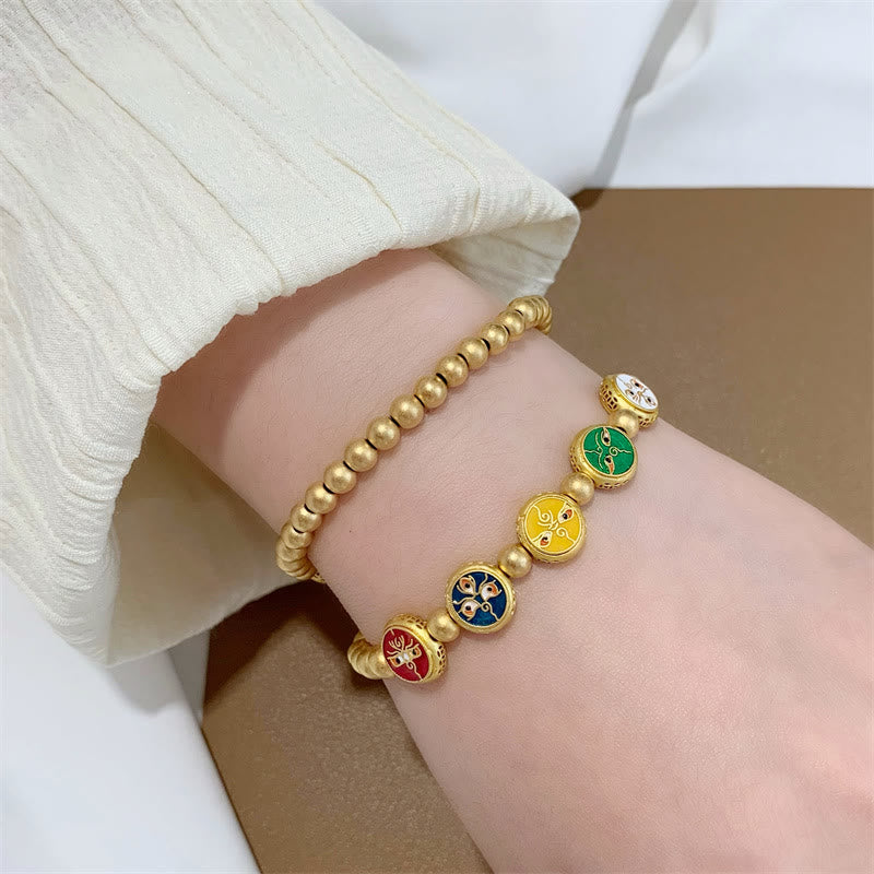 Pulsera de la suerte con cuentas de cobre, cinco dioses tibetanos de la riqueza , Buddha Stones