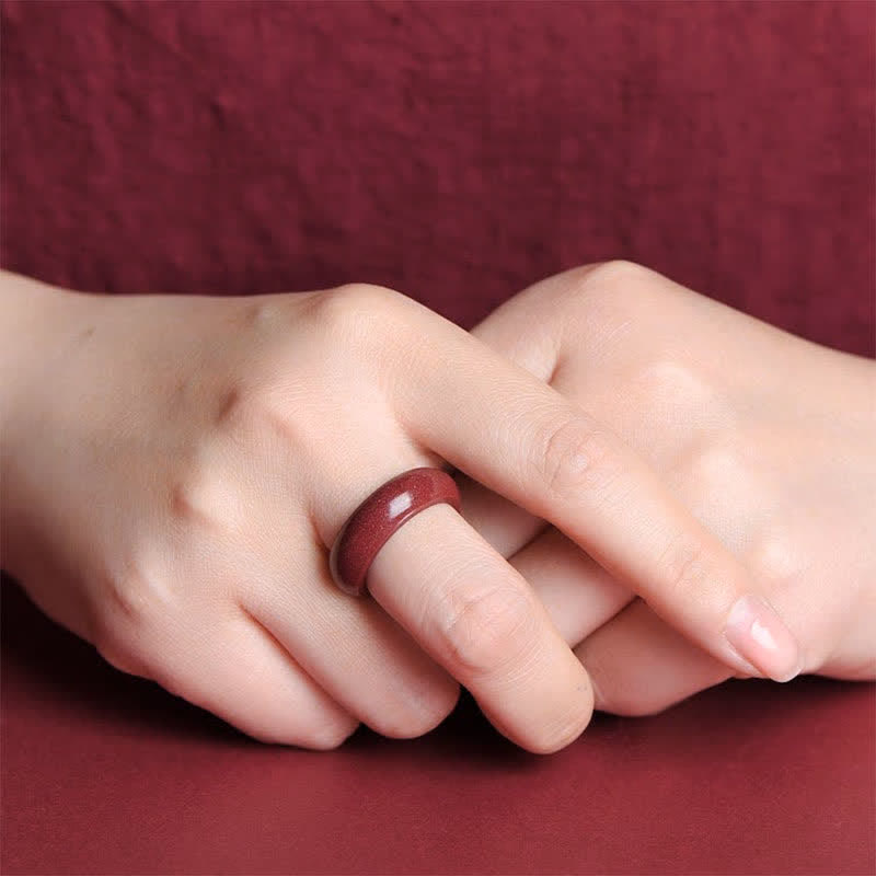 Anillo de bendición de nubes auspiciosas con Buddha Stones cinabrio Om Mani Padme Hum