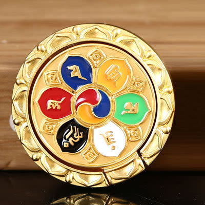 Soporte de anillo para teléfono tibetano Om Mani Padme Hum Peace, decoraciones universales para teléfono