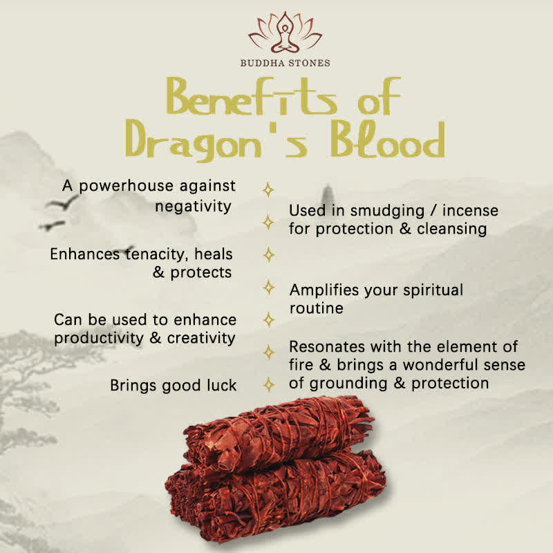 Buddha Stones, palo difuminado de salvia y sangre de dragón para limpieza de energía negativa del hogar, rituales de meditación curativa de incienso