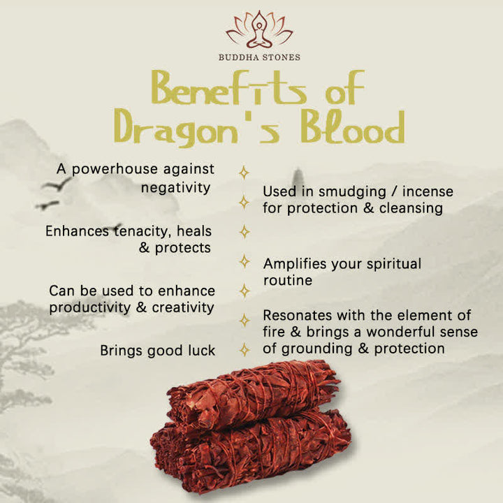 Buddha Stones, palo difuminado de salvia y sangre de dragón para limpieza de energía negativa del hogar, rituales de meditación curativa de incienso