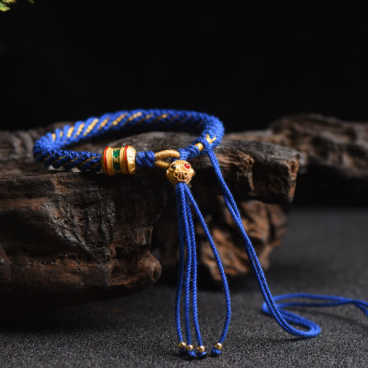 Pulsera de cadena colorida con cuentas de rueda de oración de la suerte hecha a mano tibetana con Buddha Stones