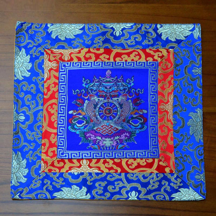 Oración Altar Mat Meditación Fuerza Nudo Sin Fin Vajra Man-Bcu Kalachakra Símbolos Auspiciosos
