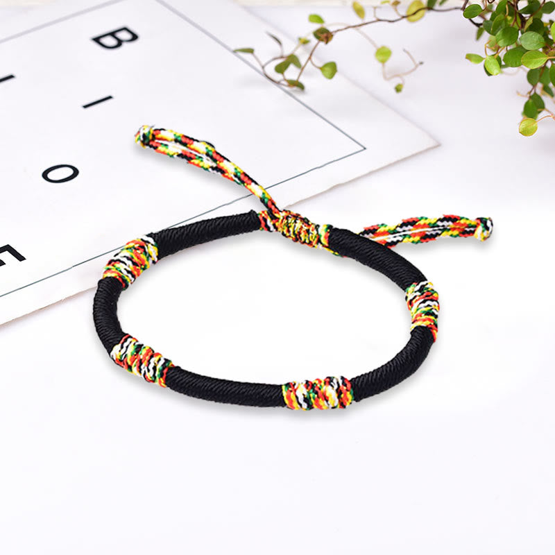 Pulsera de cuerda trenzada de protección de la suerte con nudo King Kong colorido hecho a mano tibetano con Buddha Stones
