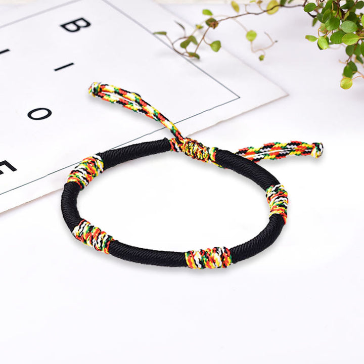 Pulsera de cuerda trenzada de protección de la suerte con nudo King Kong colorido hecho a mano tibetano con Buddha Stones
