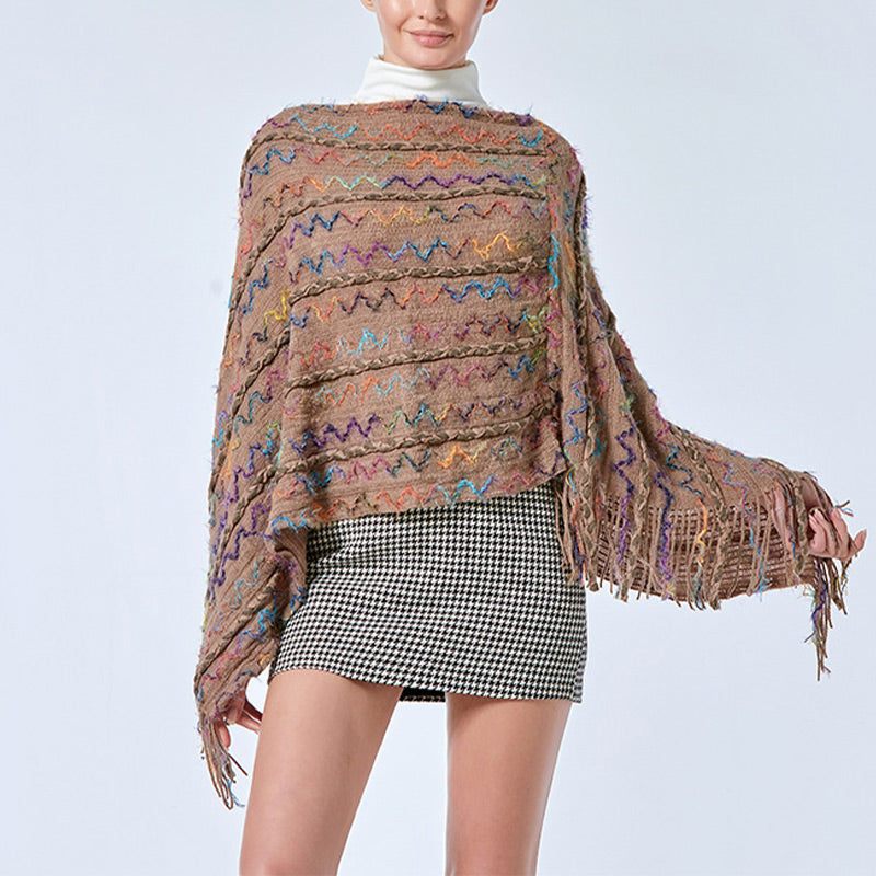 Buddha Stones tibetano colorido chal a rayas borlas jersey invierno acogedor viaje bufanda abrigo