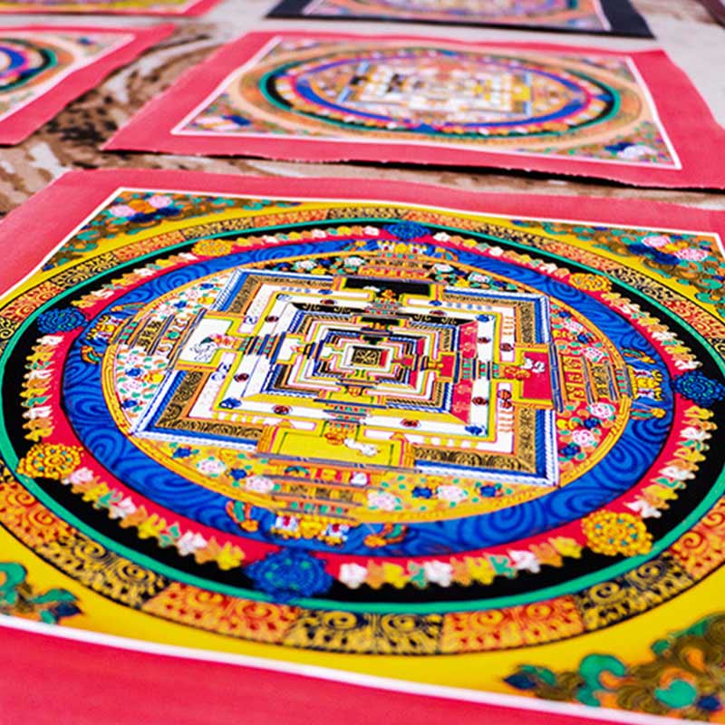 Caja ciega con pintura de Mandala Thangka hecha a mano tibetana, patrón de Color aleatorio