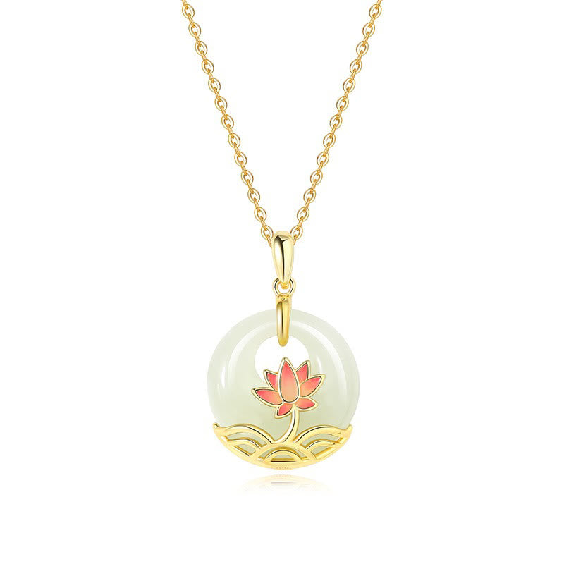 Collar con colgante de plata de ley 925 con Buddha Stones , jade blanco hetiano, flor de loto - image 11