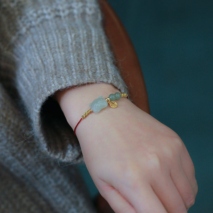 Pulsera de hilo rojo de prosperidad con Buddha Stones del zodíaco chino, tigre, Jade