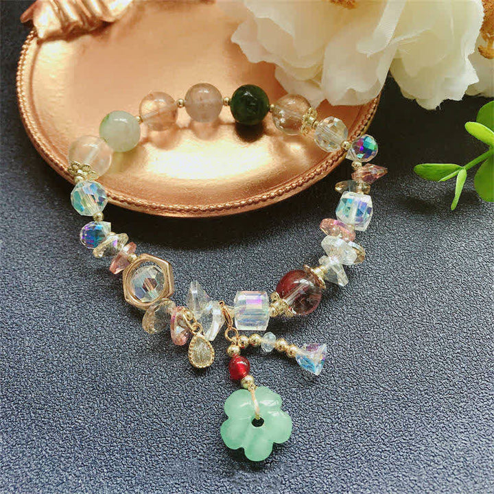 Pulsera de la suerte con cuentas de flores de aventurina verde, Buddha Stones