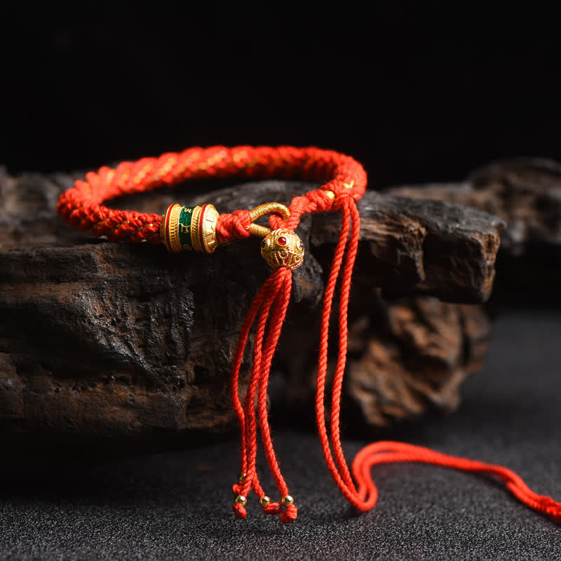 Pulsera de cadena colorida con cuentas de rueda de oración de la suerte hecha a mano tibetana con Buddha Stones