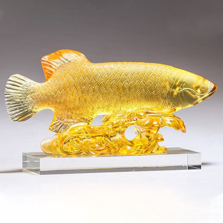 Pieza de arte hecha a mano de Liuli Crystal Koi Fish, decoración para el hogar y la Oficina