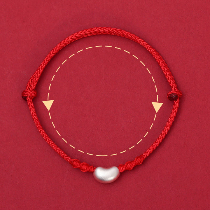 Pulsera trenzada hecha a mano con diseño de frijol de plata de ley 999 con Buddha Stones