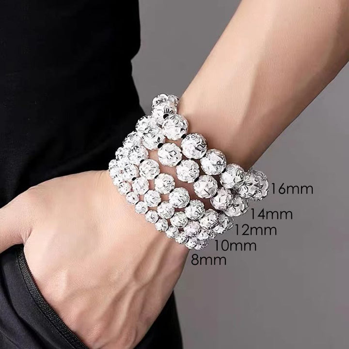 Pulsera de amuleto de cuentas de aleación talladas Om Mani Padme Hum tibetano con Buddha Stones