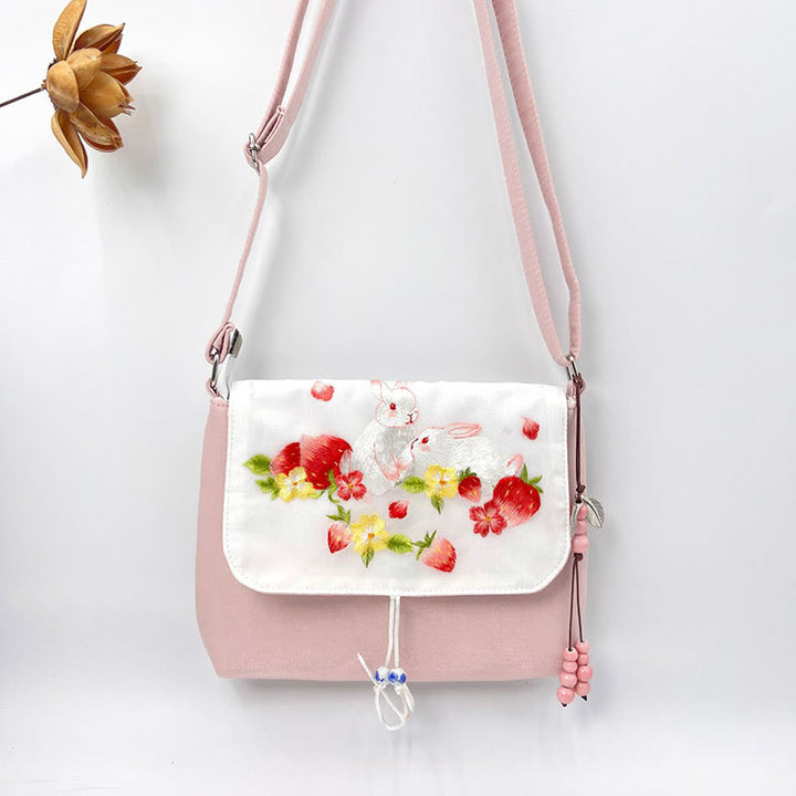 Buddha Stones Camelia bordada Epiphyllum Gardenia Sakura Flores Bolso bandolera Bolso de hombro Bolso para teléfono móvil