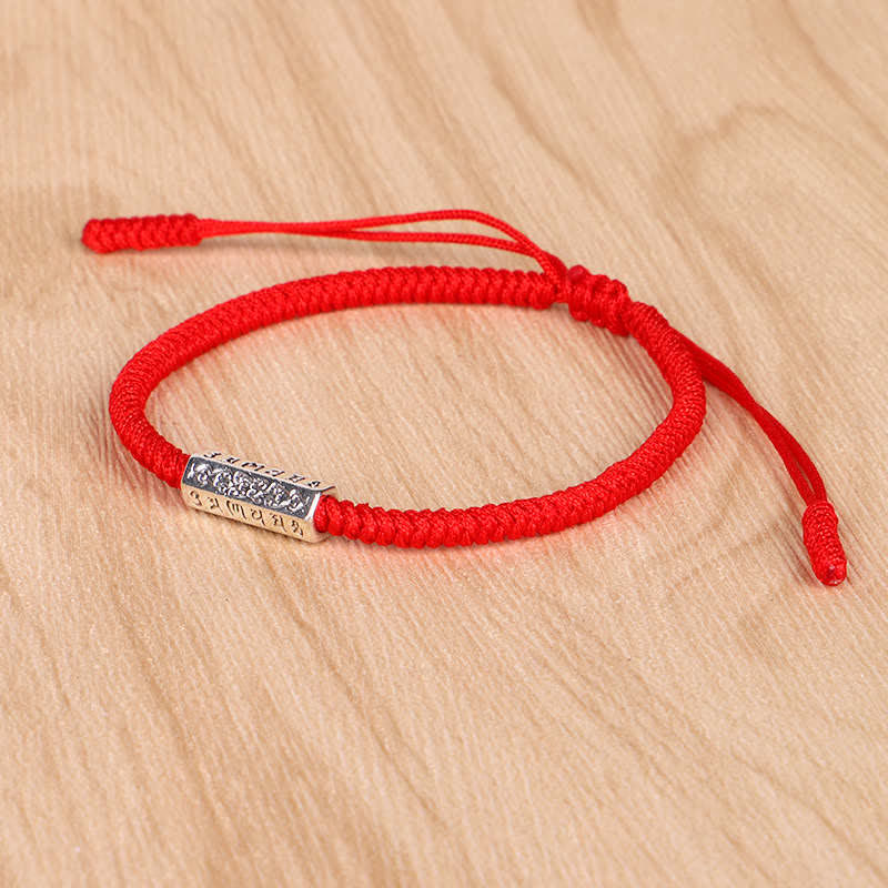 Pulsera de hilo rojo con Buddha Stones Om Mani Padme Hum, protección de la suerte