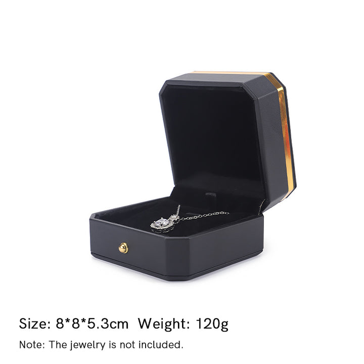 Caja de almacenamiento de joyas Caja de regalo de cuero PU - Negro - Caja colgante (8 x 8 x 5,3 cm) - image 15