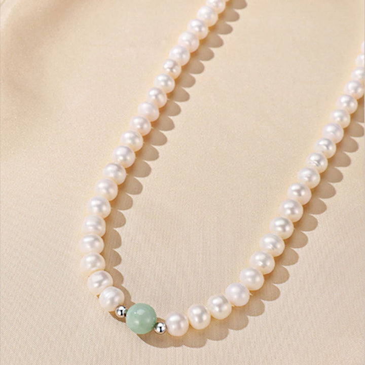 Collar curativo de jade y perlas naturales de plata de ley 925 con Buddha Stones , pendientes con caja de regalo