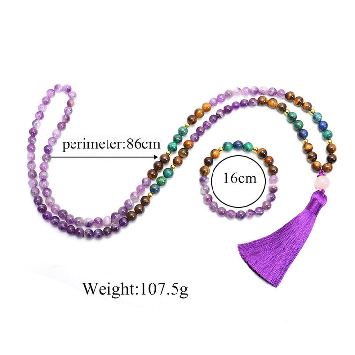 Juego de pulsera purificadora de amatista tibetana con Buddha Stones
