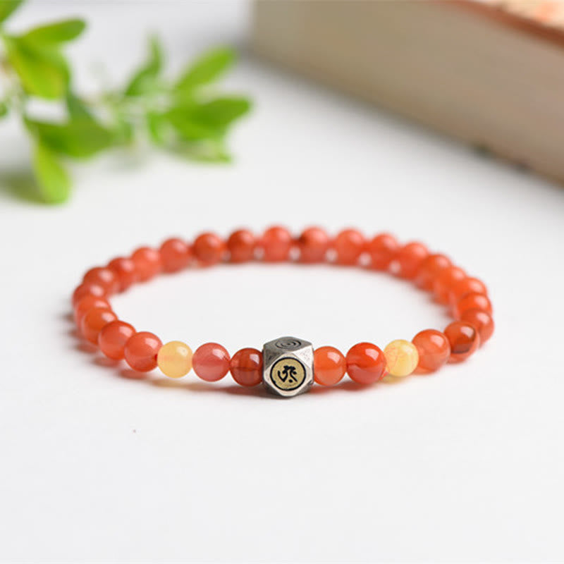Buddha Stones, Plata de Ley 925, amuleto de Buda natal del zodiaco chino, ágata roja, ámbar, pulsera de autoaceptación - image 1