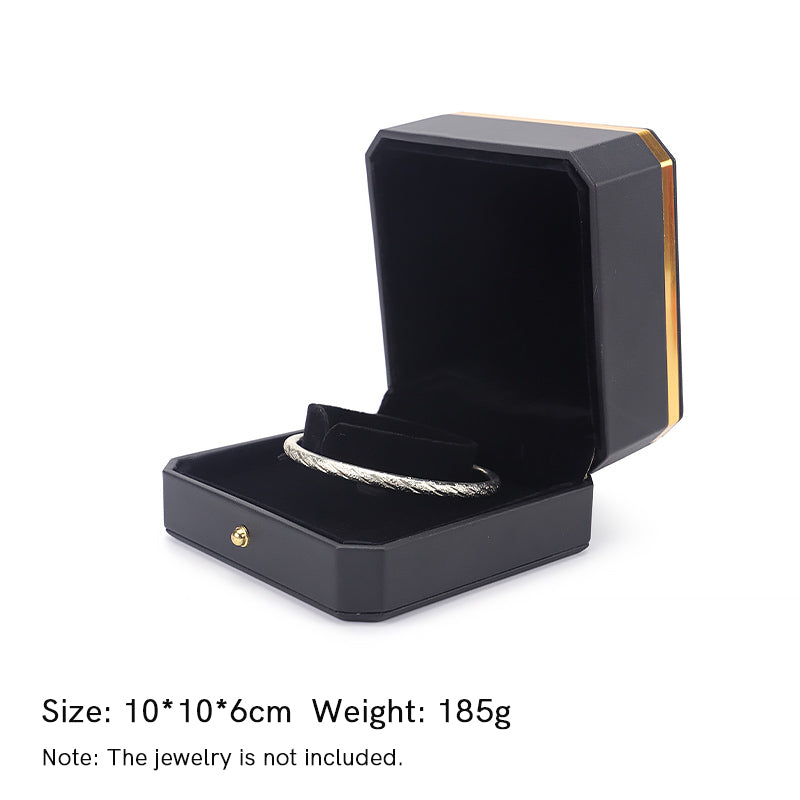 Caja de almacenamiento de joyas Caja de regalo de cuero PU - Negro - Caja para pulseras (10 x 10 x 6 cm) - image 16