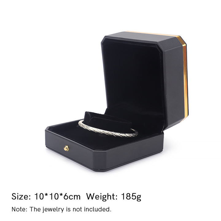 Caja de almacenamiento de joyas Caja de regalo de cuero PU - Negro - Caja para pulseras (10 x 10 x 6 cm) - image 16