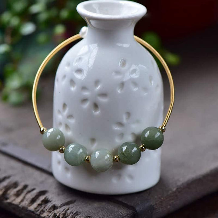 Brazalete de bendición de suerte de abundancia de jade con Buddha Stones