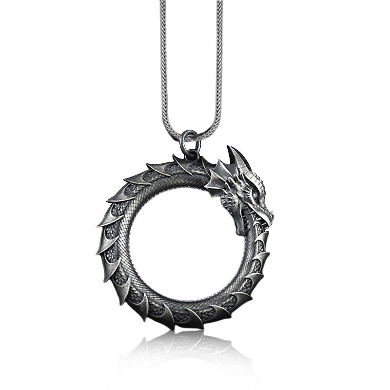 Colgante de collar de protección de serpiente de dragón de estaño puro con Buddha Stones - image 2