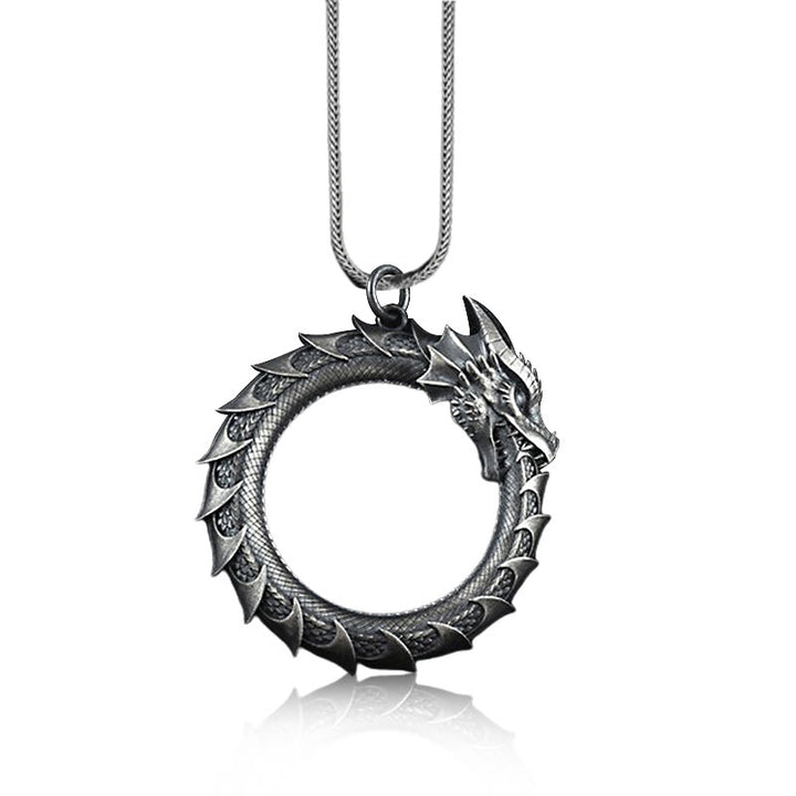 Colgante de collar de protección de serpiente de dragón de estaño puro con Buddha Stones - image 2