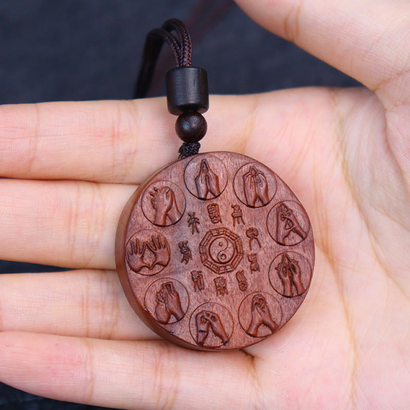 Buddha Stones, relámpago, madera de azufaifo, Yin Yang, Bagua, fantasmas de montaña, colgante de collar de protección para gastar dinero