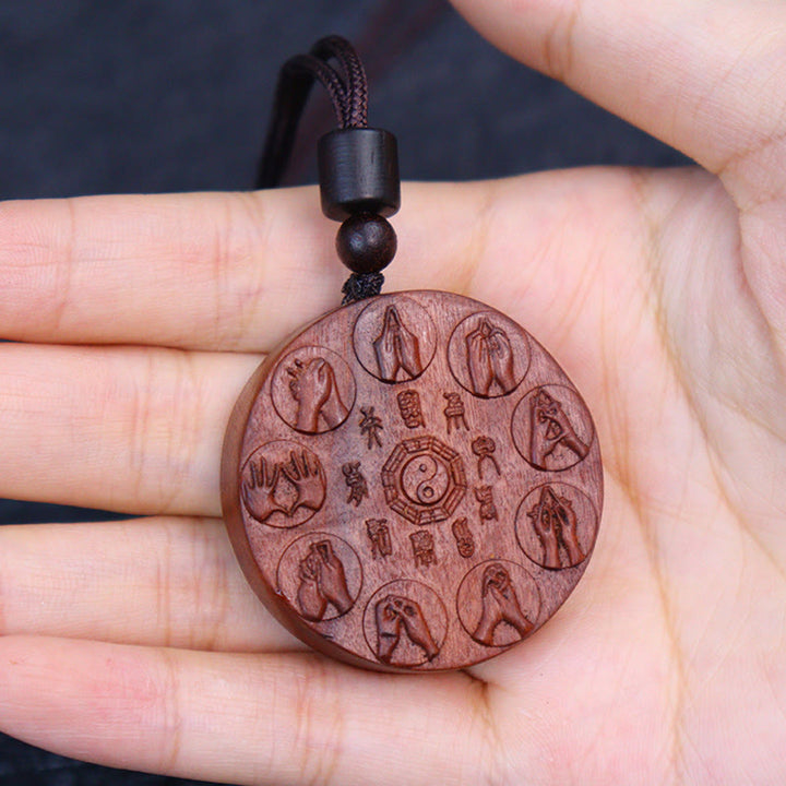 Buddha Stones, relámpago, madera de azufaifo, Yin Yang, Bagua, fantasmas de montaña, colgante de collar de protección para gastar dinero