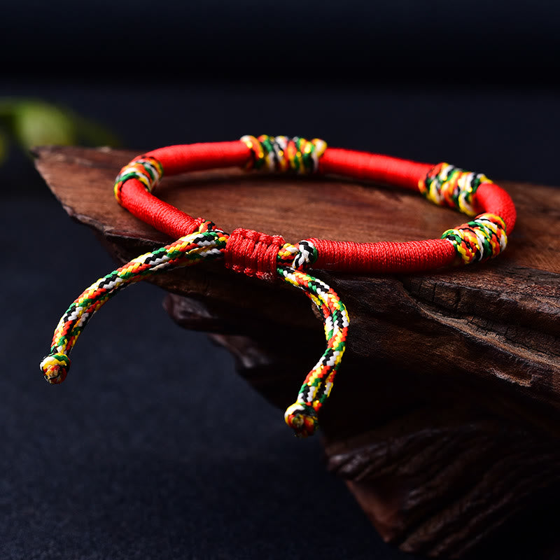 Pulsera de cuerda trenzada de protección de la suerte con nudo King Kong colorido hecho a mano tibetano con Buddha Stones