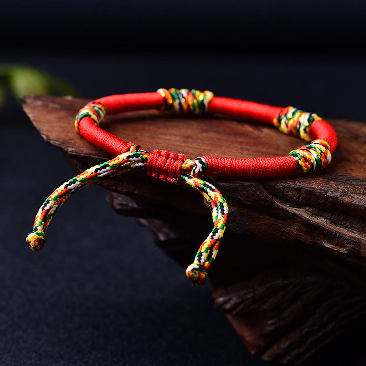 Pulsera de cuerda trenzada de protección de la suerte con nudo King Kong colorido hecho a mano tibetano con Buddha Stones