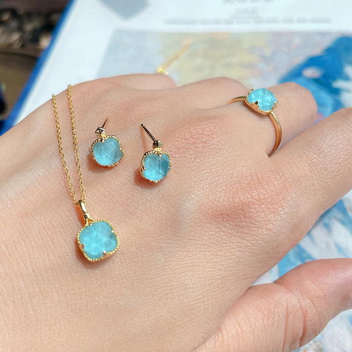 Juego de colgante y collar con anillo de protección chapado en plata de ley 925 con Buddha Stones