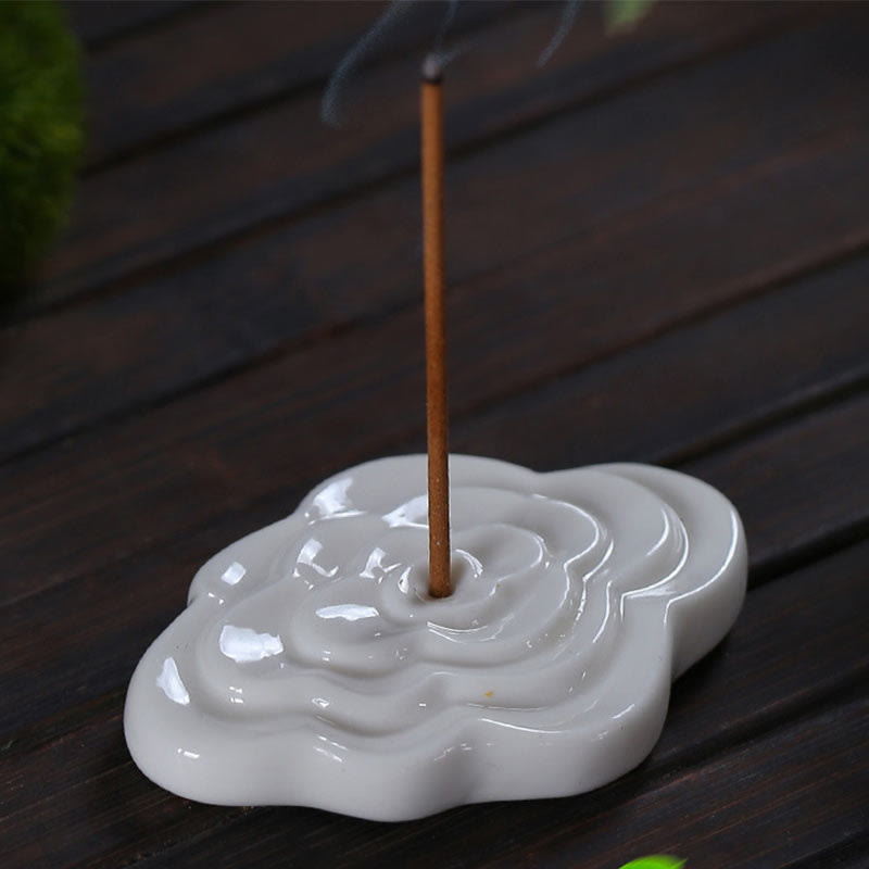 Buddha Stones, Mini diseño de nubes propicias, palo curativo, decoración de quemador de incienso pequeño de cerámica