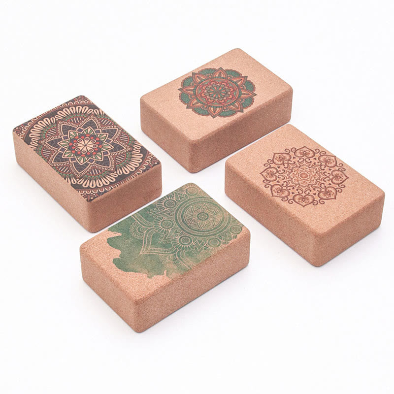 Buddha Stones Bloque de corcho para yoga consciente con mandala tibetano - image 1