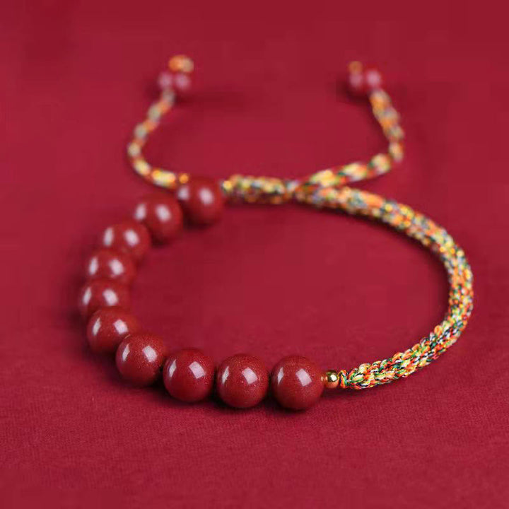 Pulsera de hilo de bendición con nudo King Kong de cinabrio natural con Buddha Stones