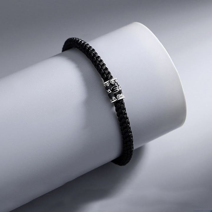 Pulsera trenzada de plata de ley 925 con Buddha Stones Om Mani Padme Hum Peace