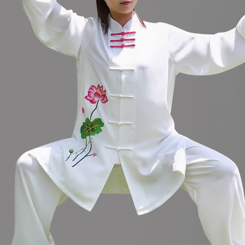 Conjunto de ropa para mujer con diseño de hojas y flores de loto y piedras de Buddha Stones para meditación, tai chi, oración y práctica espiritual zen - image 4