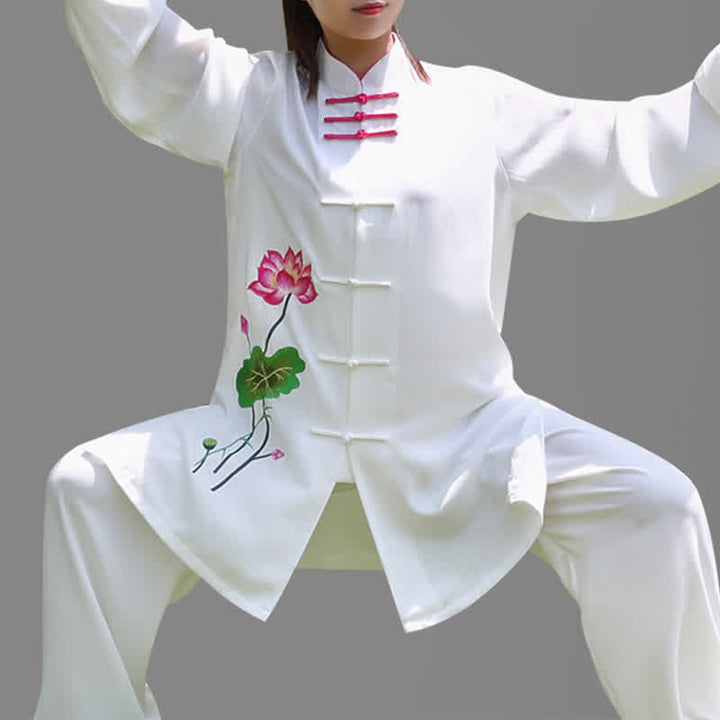Conjunto de ropa para mujer con diseño de hojas y flores de loto y piedras de Buddha Stones para meditación, tai chi, oración y práctica espiritual zen - image 4