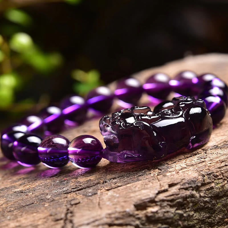 Pulsera de riqueza de fortuna con amatista Feng Shui de Buddha Stones