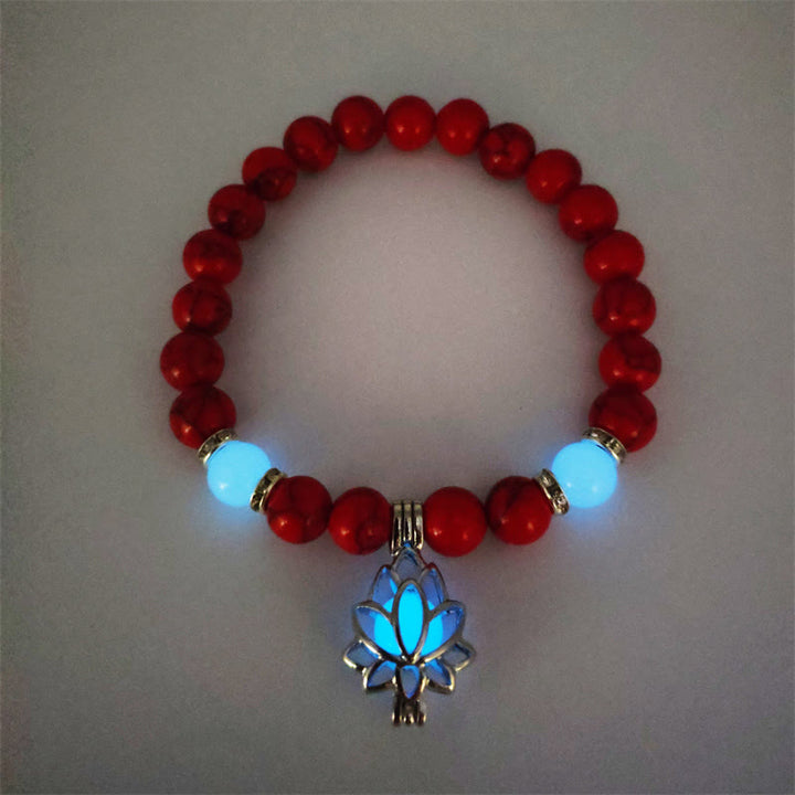 Pulsera de protección de loto con cuentas luminosas de piedra brillante turquesa tibetana de Buddha Stones