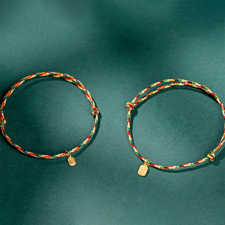 Buddha Stones auspicioso personaje Fu paz y alegría suerte pulsera multicolor hecha a mano para niños y adultos