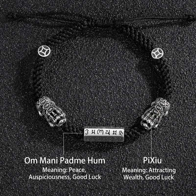 Pulsera de cuerda Om Mani Padme Hum con moneda de cobre Feng Shui doble de piedras de Buddha Stones - image 14