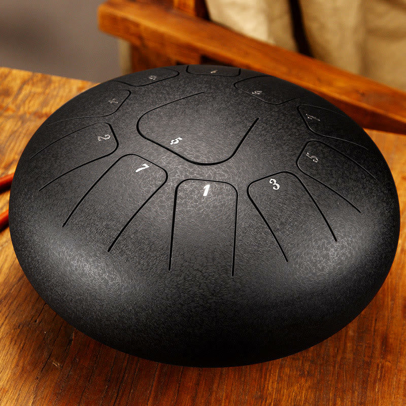 Buddha Stones Tambor de lengua de acero, sonido curativo, meditación, atención plena, kit de tambor de yoga, 11 notas, 8 pulgadas - Gris granito - image 19