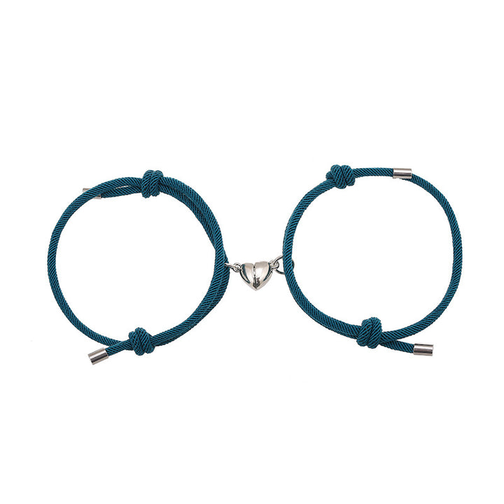 Pulsera de fuerza de cuerda de pareja magnética de amor de 2 piezas