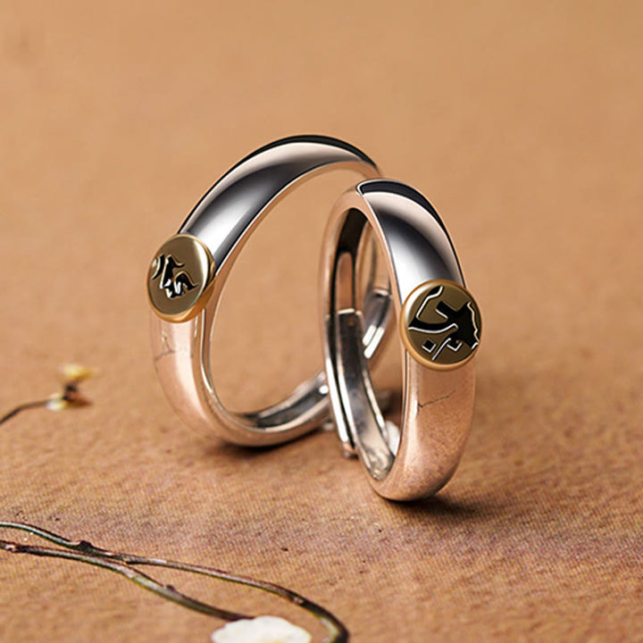 Anillo de paz de Buda Natal con Buddha Stones de Buda tibetanas Om Mani Padme Hum talladas del zodíaco chino