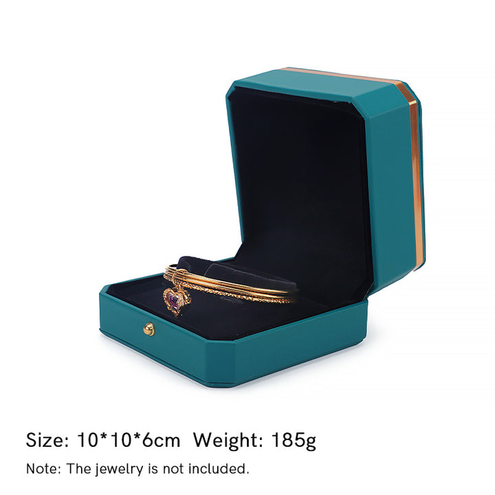Caja de almacenamiento de joyas Caja de regalo de cuero PU - Verde - Caja para pulseras (10 x 10 x 6 cm) - image 25
