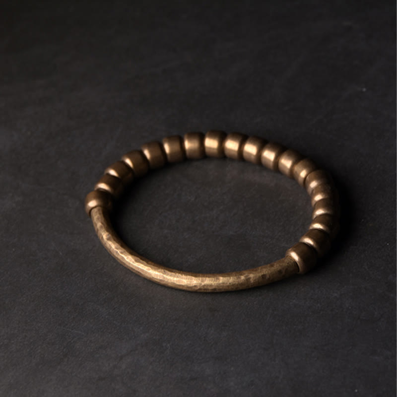 Pulsera de la riqueza de la suerte con cuentas de cobre y latón de diseño simple de Buddha Stones